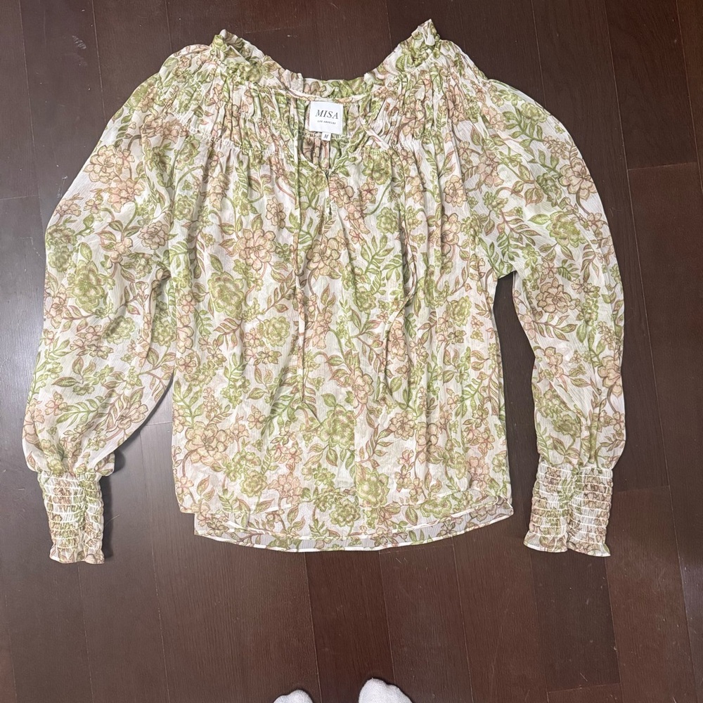 MISA Los Angeles Green Floral Women's Top